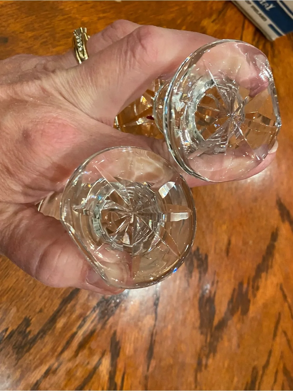 Waterford Crystal Clear Cut Knife Rest -Glass Ireland - Set of 2